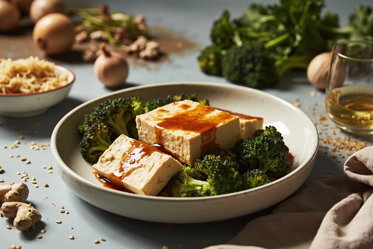 Ginger-Sesame Tofu and Charred Broccoli