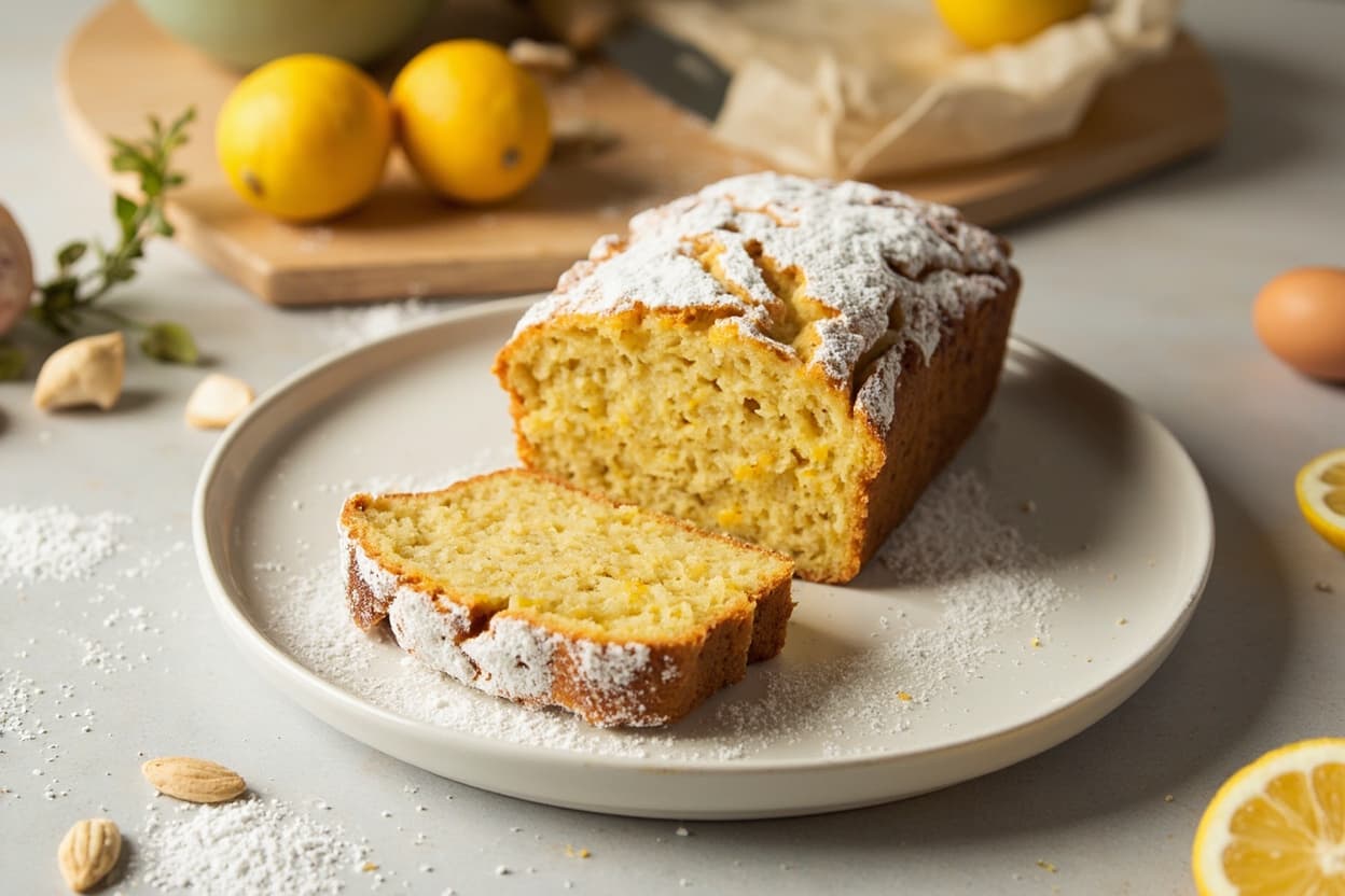Glazed Lemon Almond Yogurt Loaf