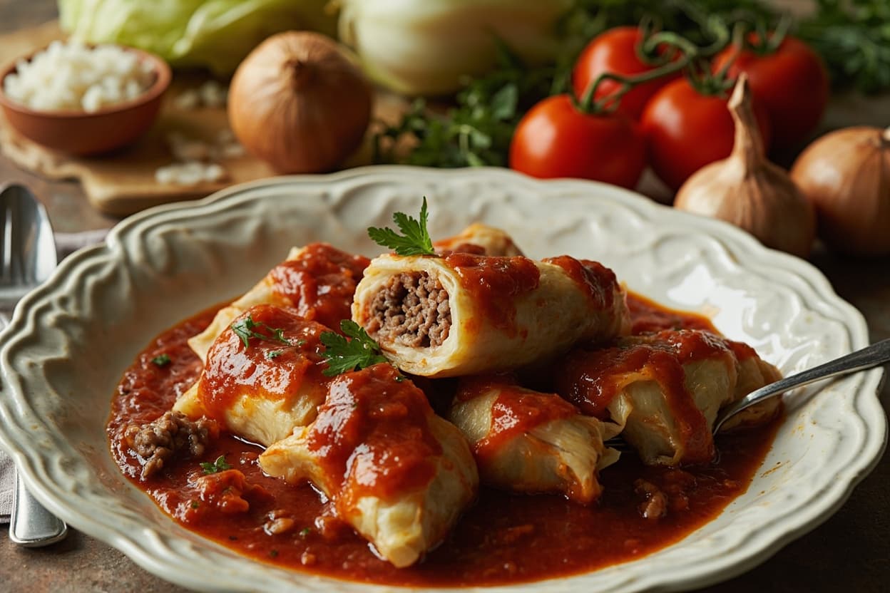 Gołąbki: Beef and Rice Cabbage Rolls