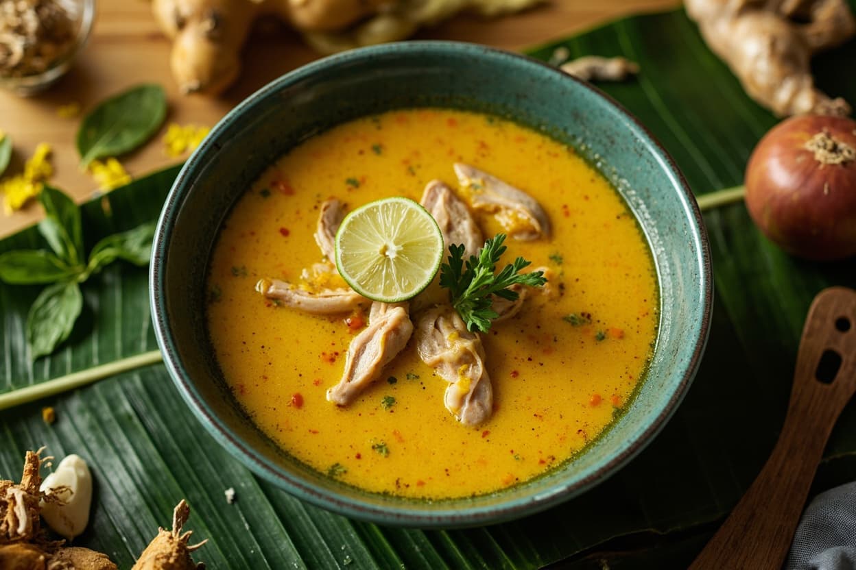 Golden Soto Ayam Chicken Soup with Lime