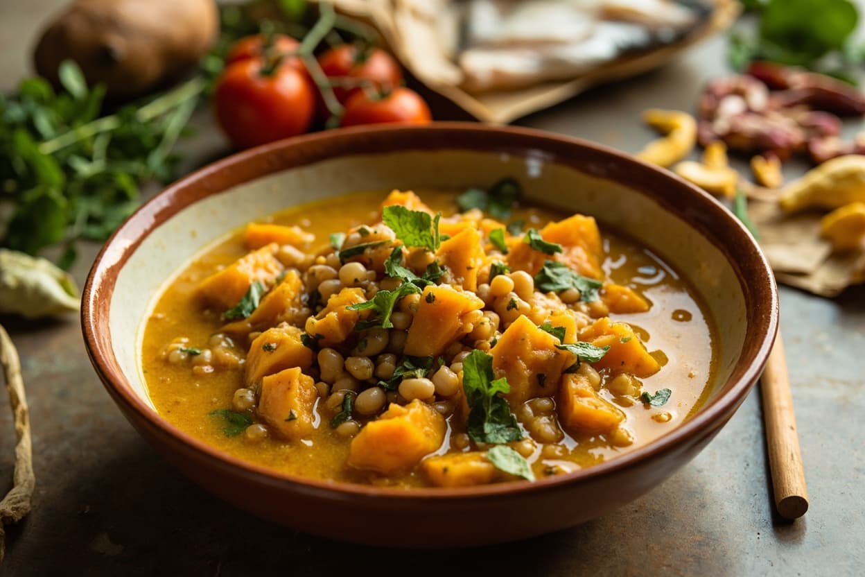 Golden Turmeric Sweet Potato and Lentil Stew