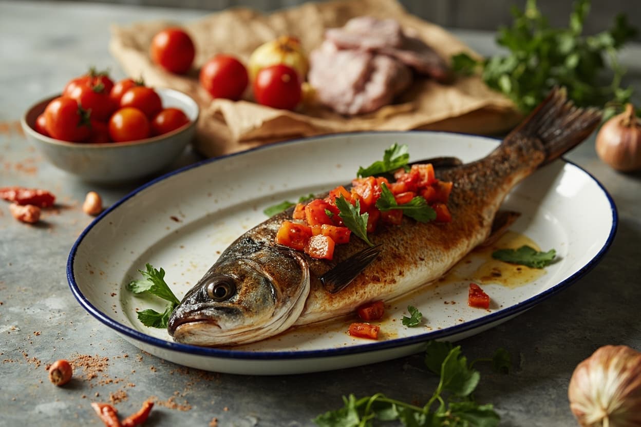 Grilled Whole Trout with Smoky Pepper Relish