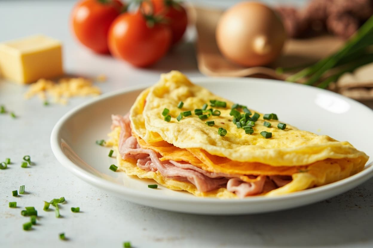 Ham and Cheese Omelette with Chives