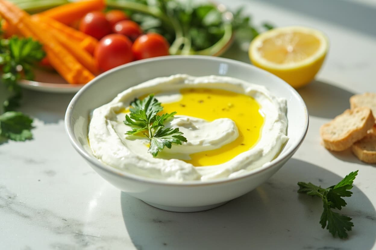 Herb Oil and Lemon Yogurt Dip