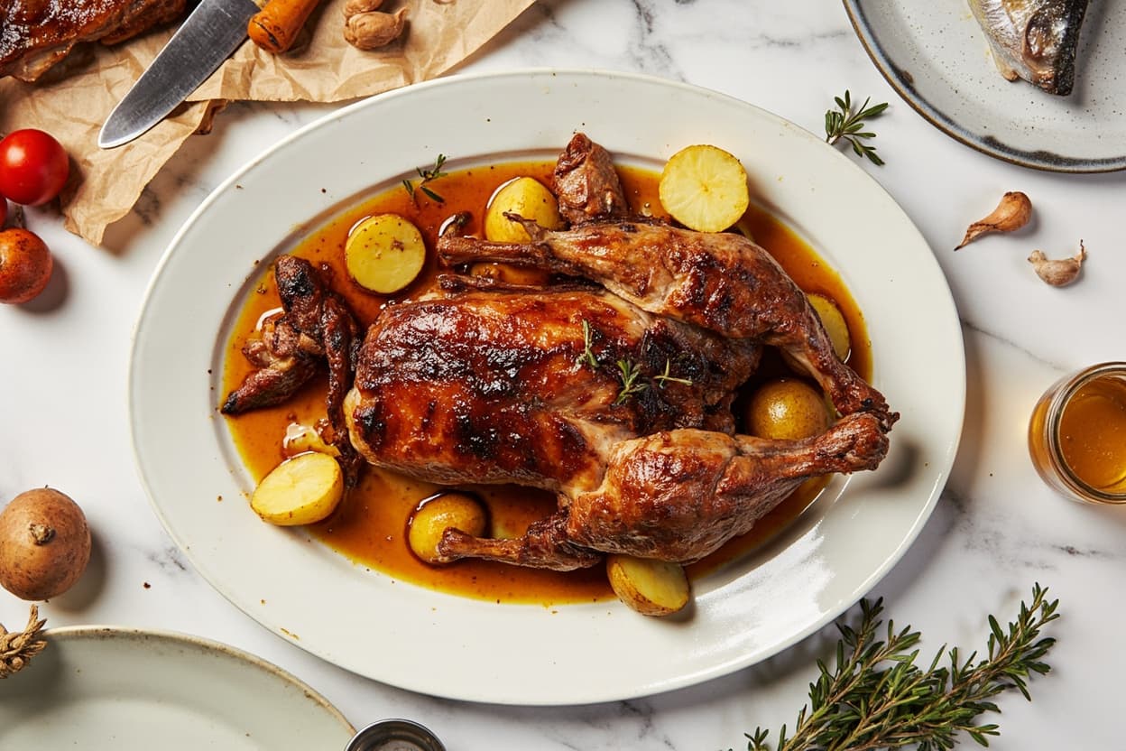 Honey-Mustard Roast Duck with Potatoes