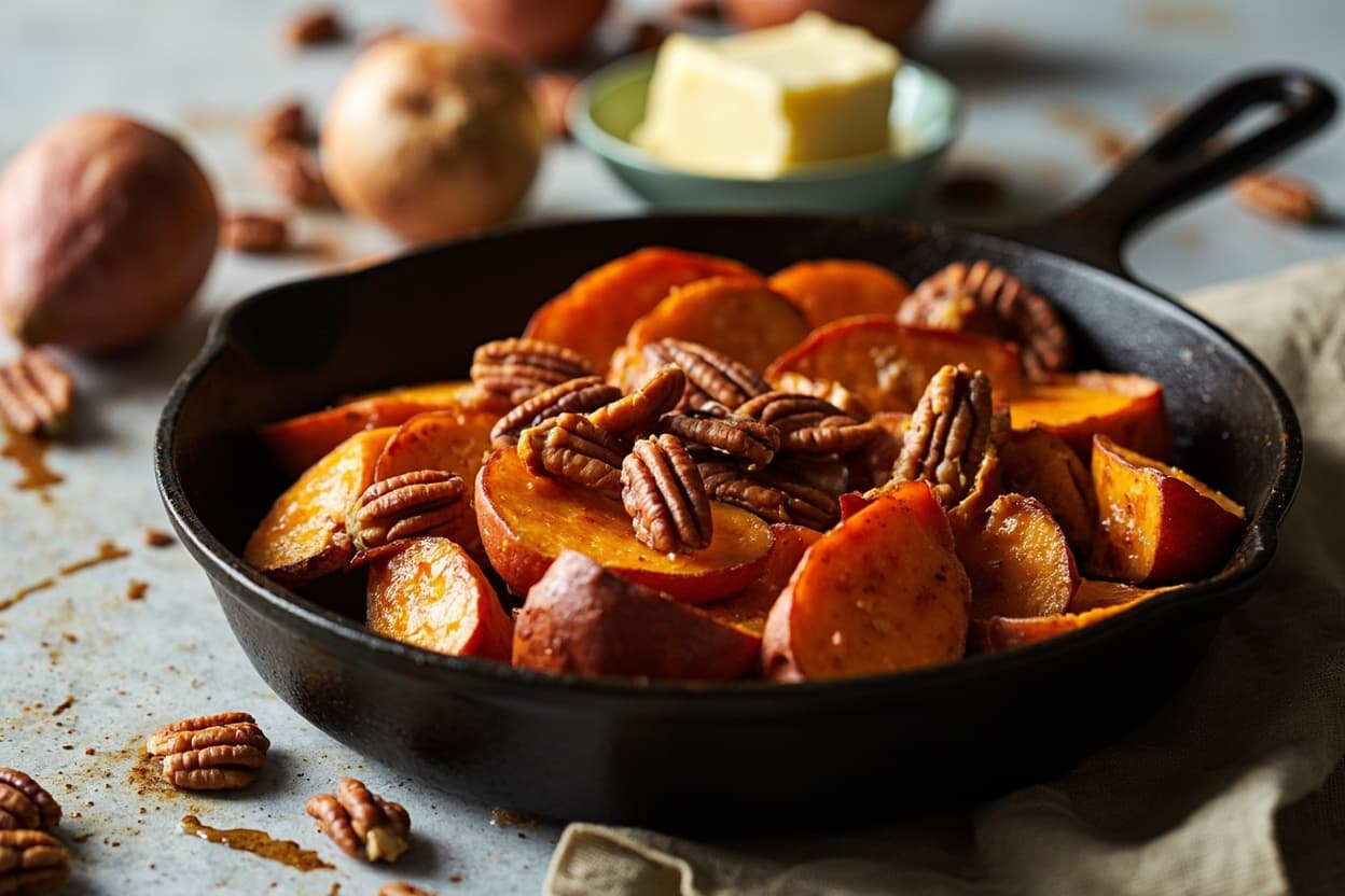 Honey-Roasted Sweet Potatoes with Spiced Pecans