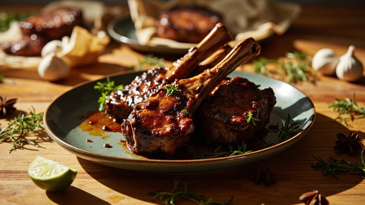 Jerk-Glazed Lamb Chops with Star Anise