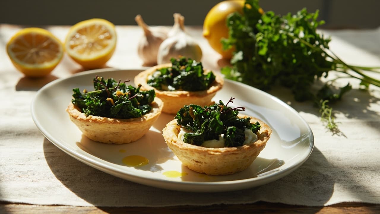 Kale and Ricotta Tartlets with Lemon and Thyme
