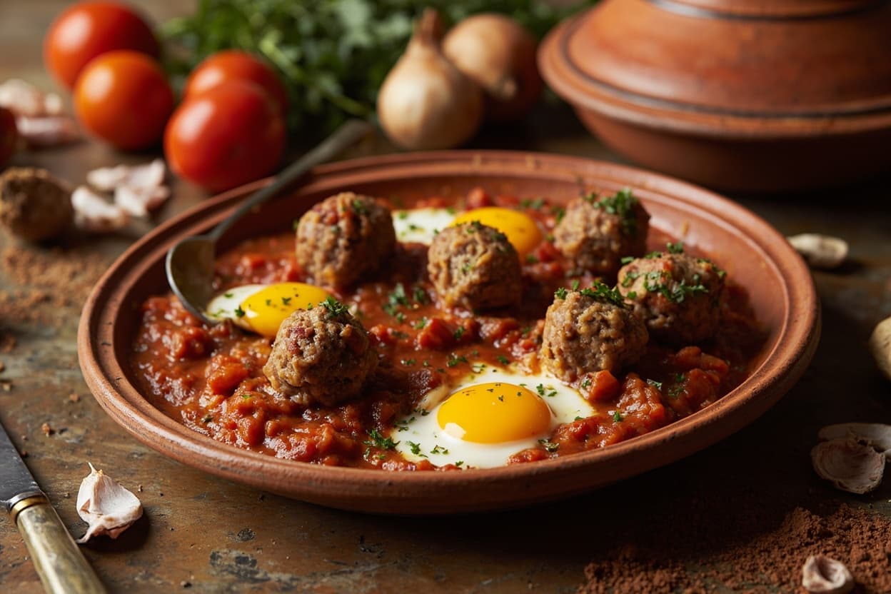 Kefta Turkey Meatball Tagine with Eggs