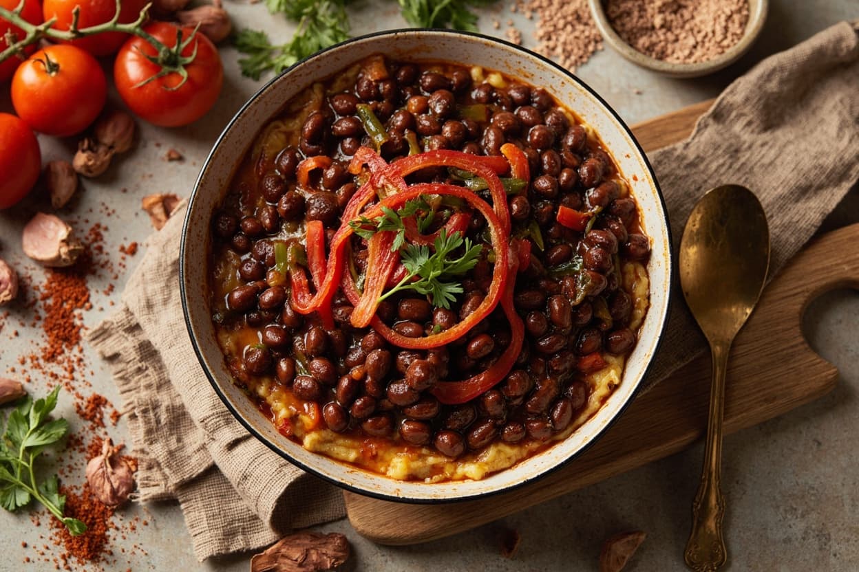 Lagos Mashed Beans in Smoky Pepper Sauce