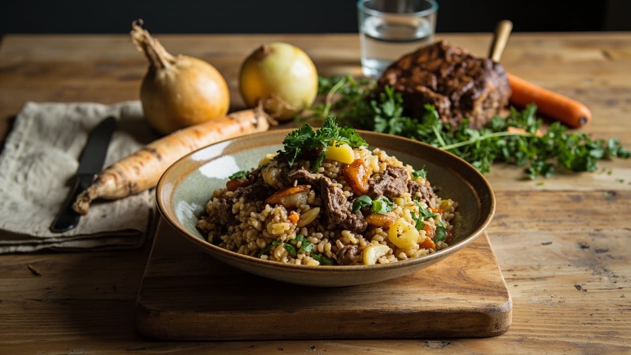 Lamb and Buckwheat Pilaf with Parsnip