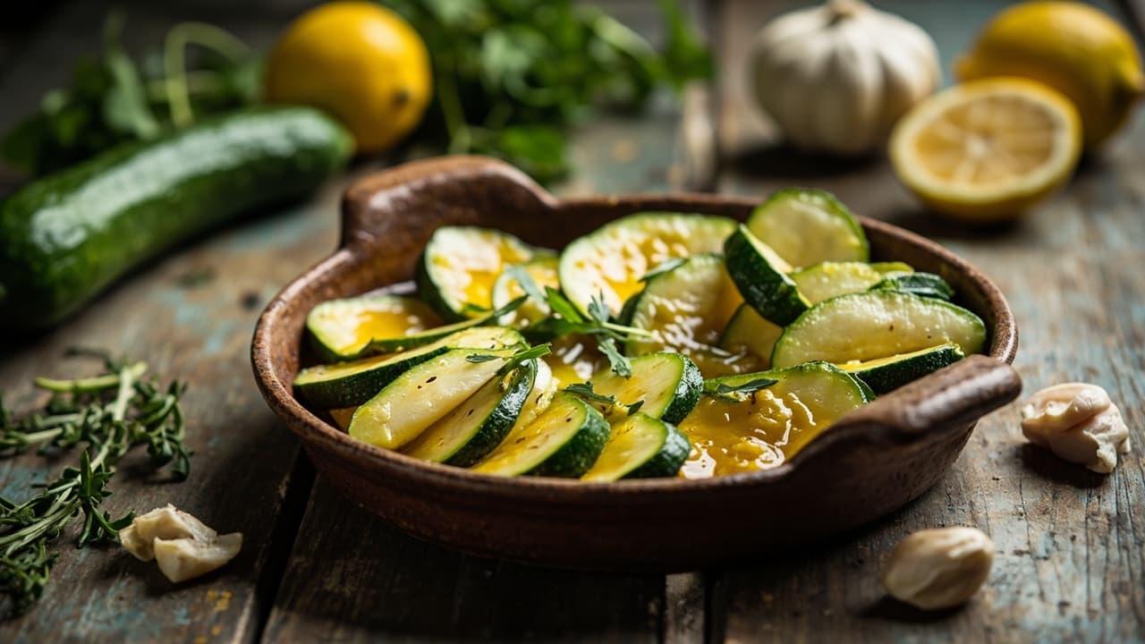 Lemon and Garlic Marinated Zucchini