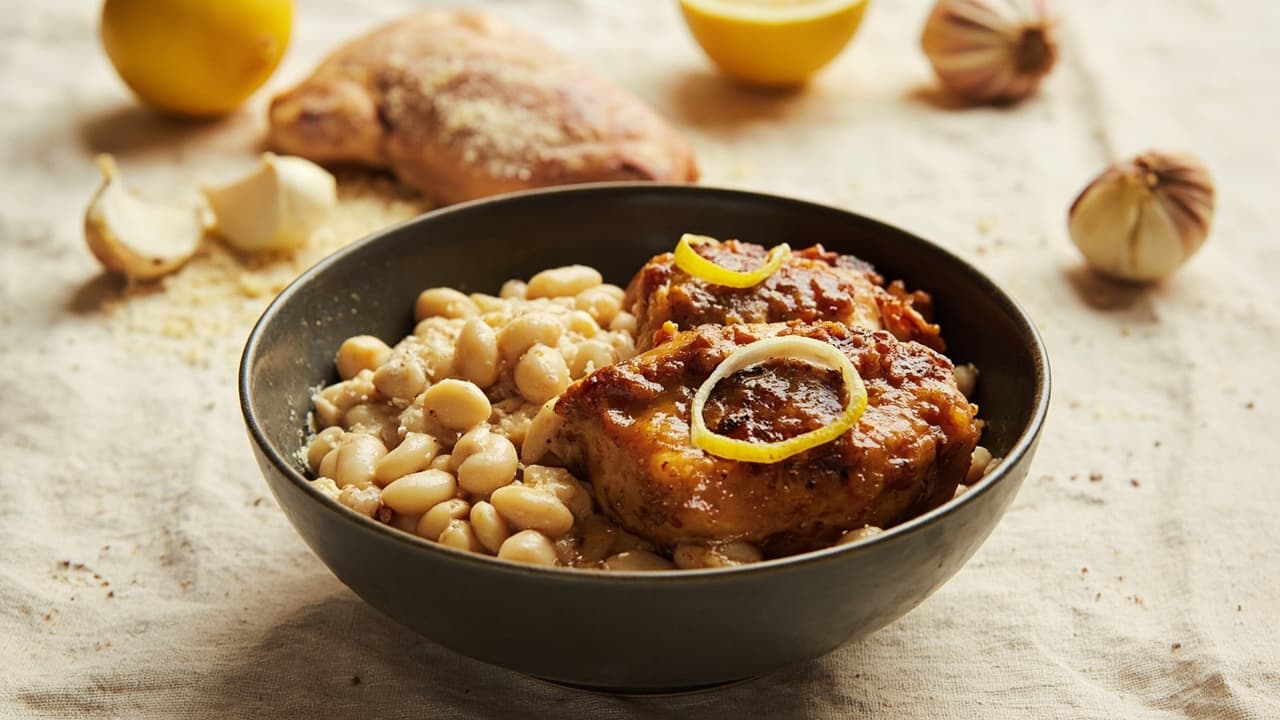 Lemon-Braised Chicken Thighs with White Beans