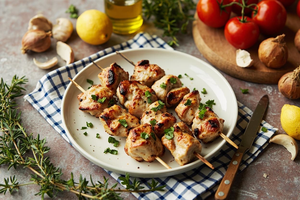 Lemon-Oregano Chicken Souvlaki Skewers