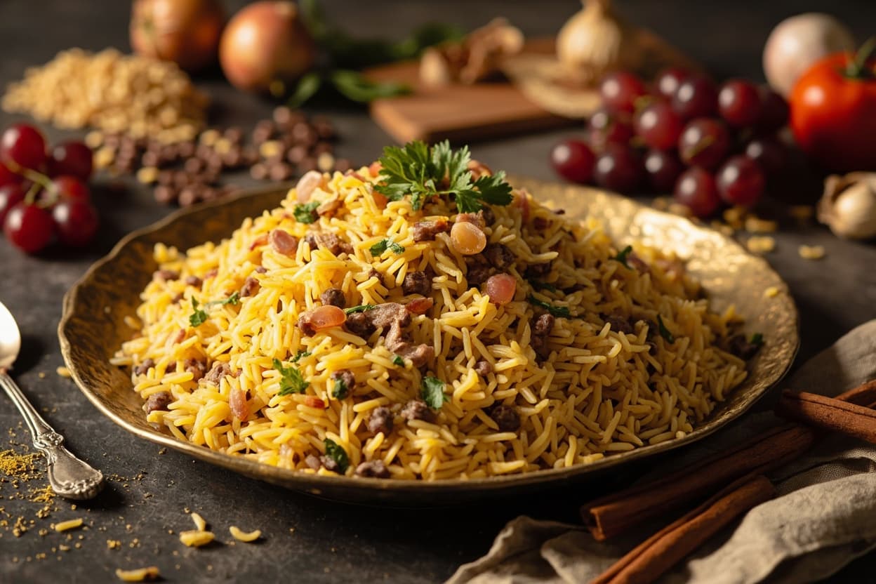 Lentil and Cinnamon Rice Pilaf with Grapes