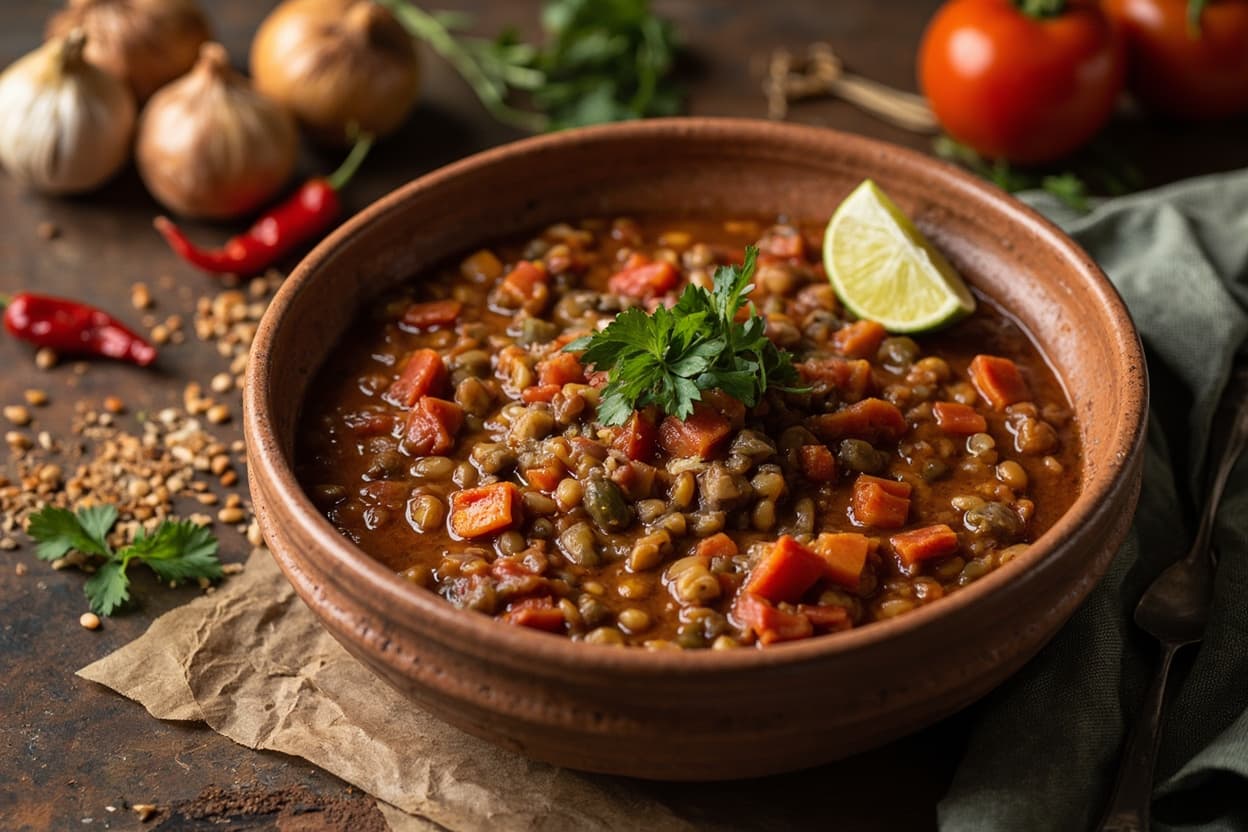 Lentil and Tomato Chile Stew with Lime
