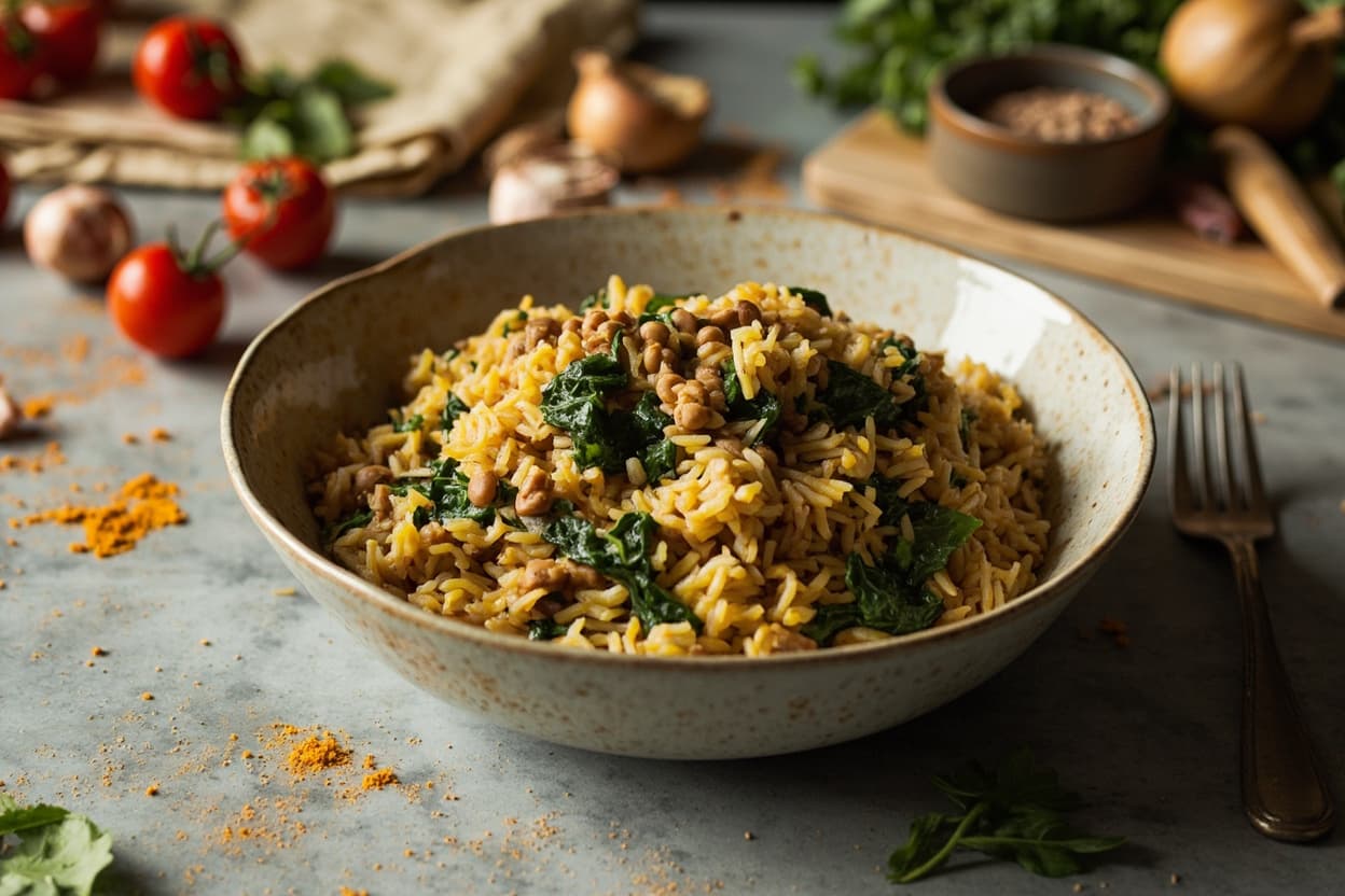 Lentil Spinach Khichdi One-Pot Bowl