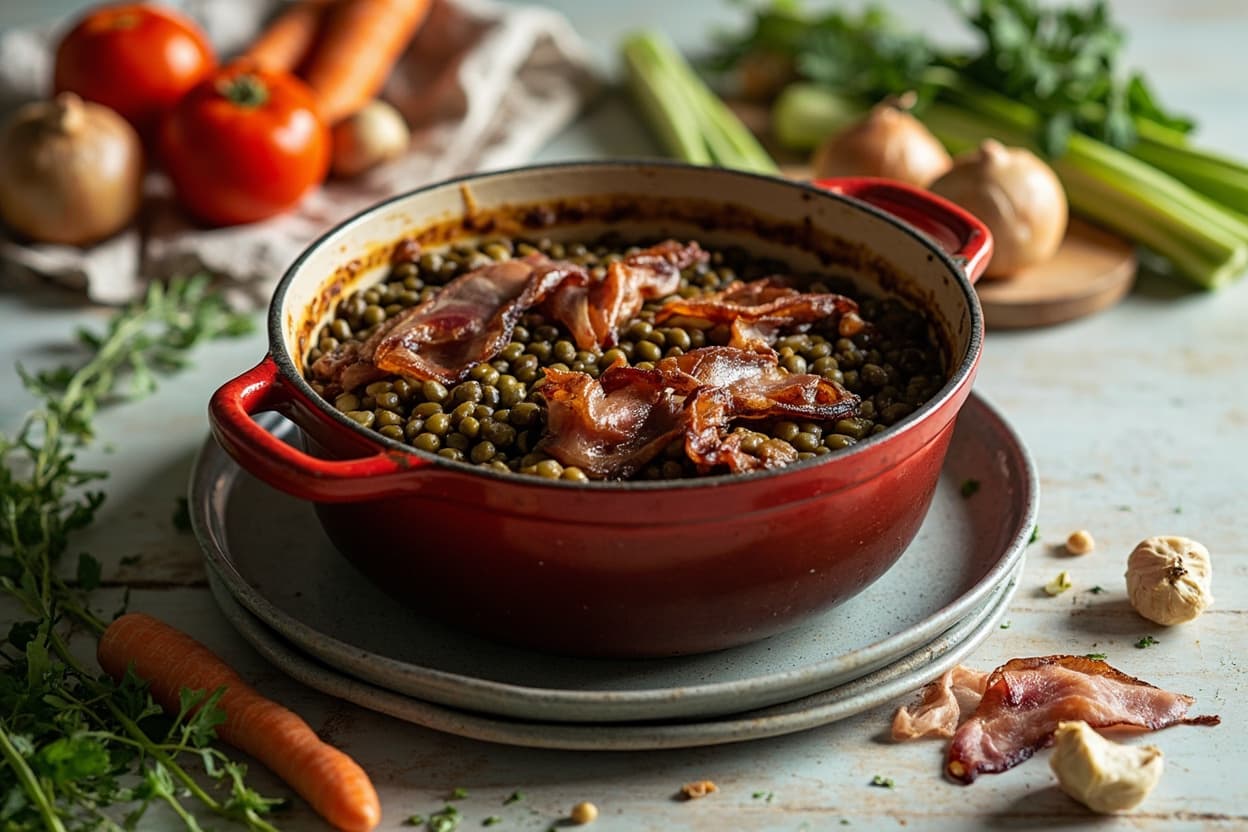 Lentilles du Puy with Crisp Bacon