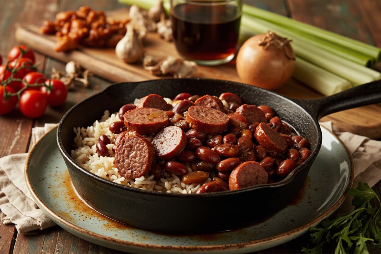 Louisiana Red Beans and Rice with Sausage