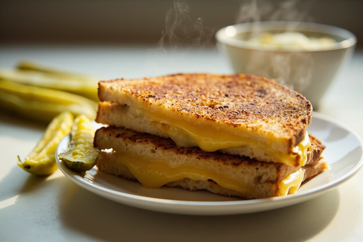 Mayo-Basted Grilled Cheese with Pickles