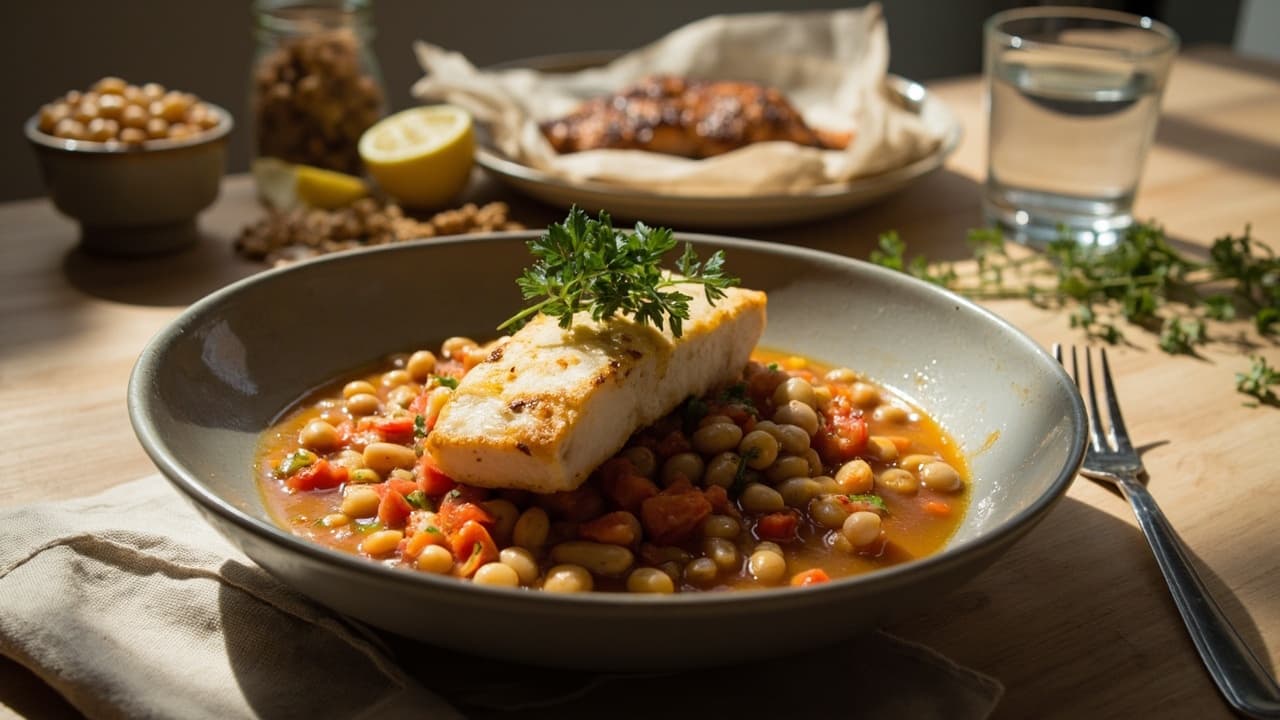 Mediterranean Pinto Bean and Cod Tapas