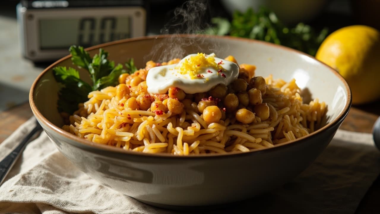 Microwave Spiced Chickpea and Rice Bowl