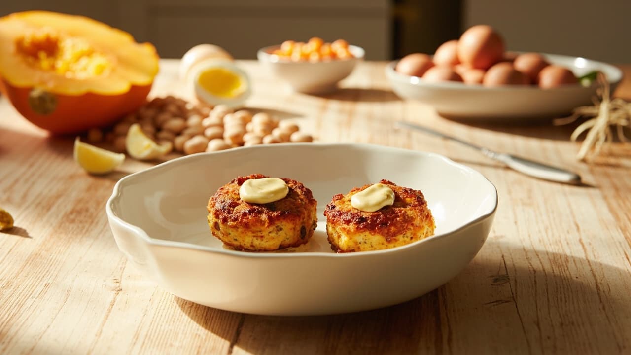 Mini Butternut Squash and Pinto Bean Cakes with Spicy Aioli