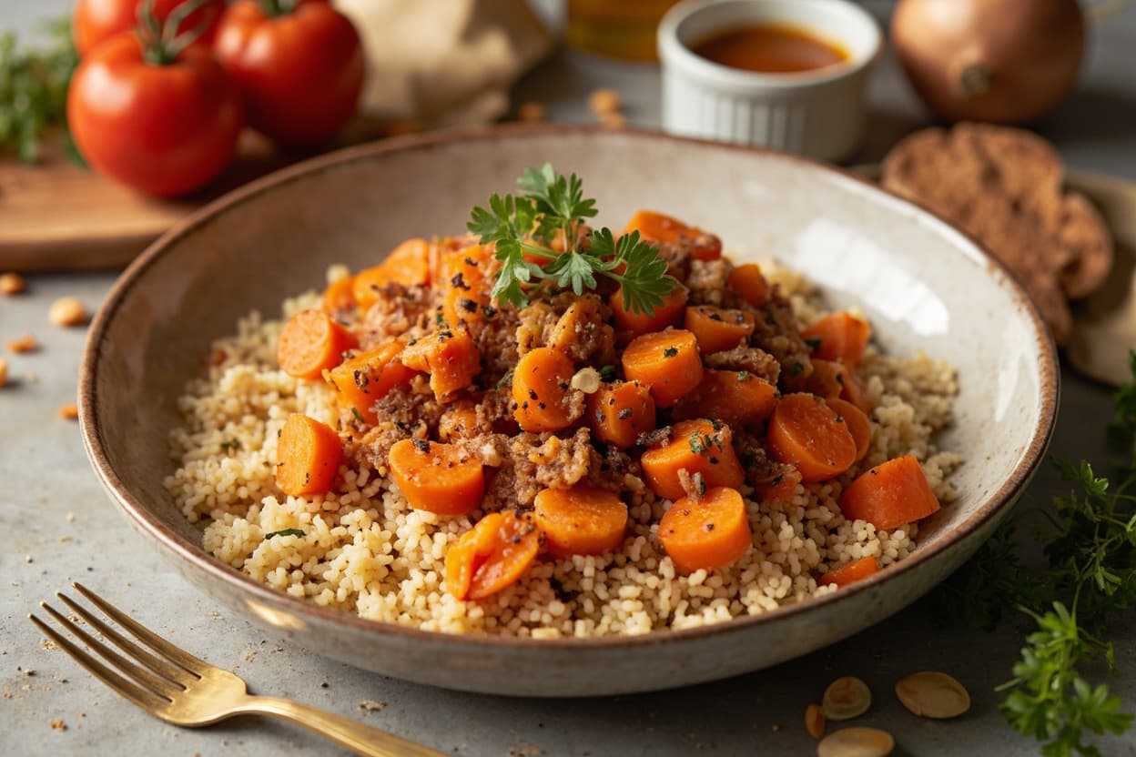 Mrouzia-Spiced Sweet Carrot and Honey Couscous