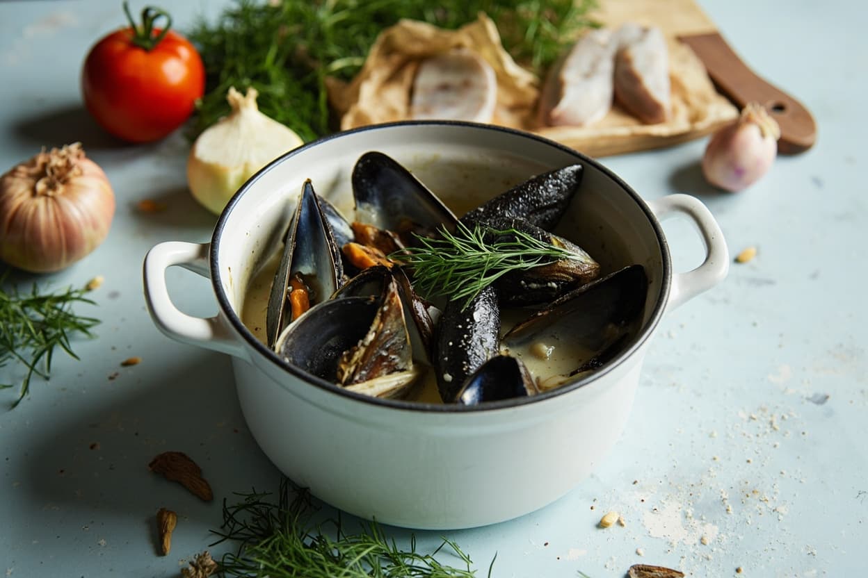 Mussels Steamed in Dill and Cream