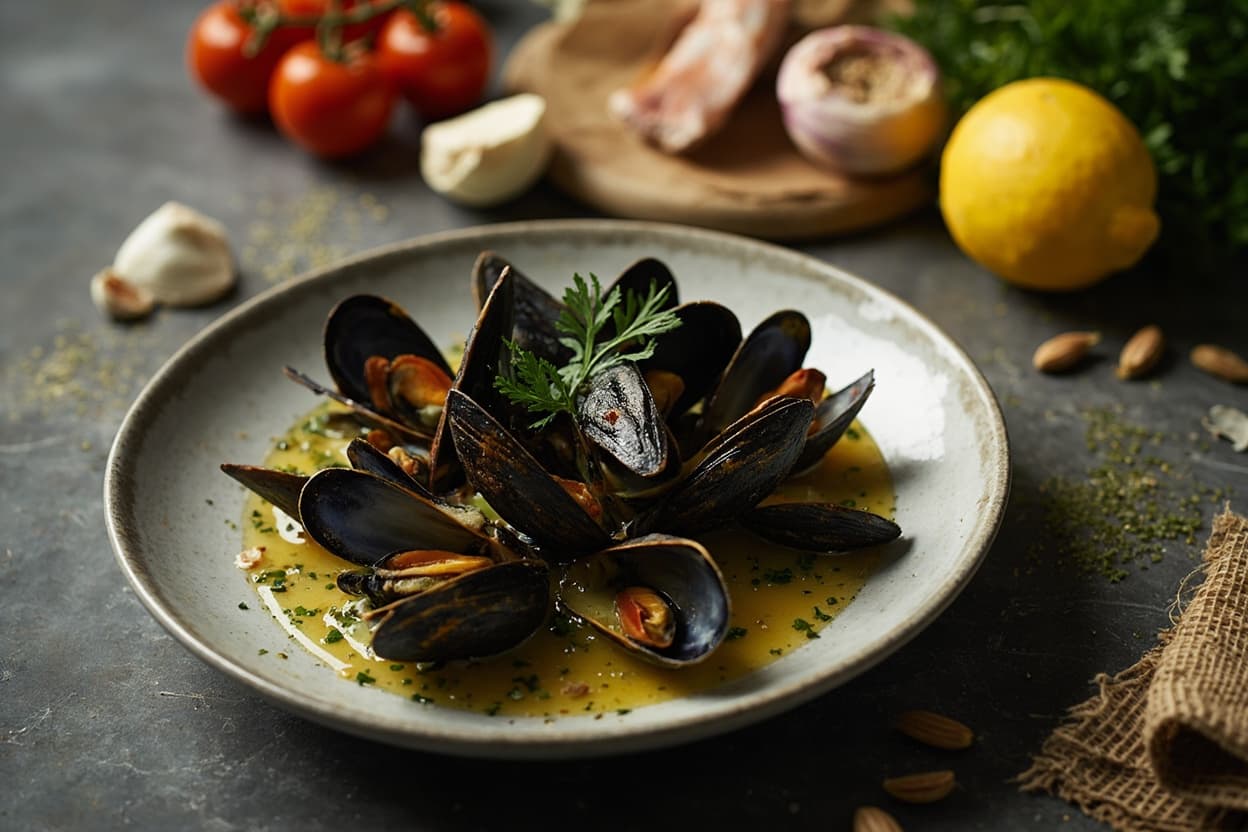 Mussels Steamed in Garlic and Lemon
