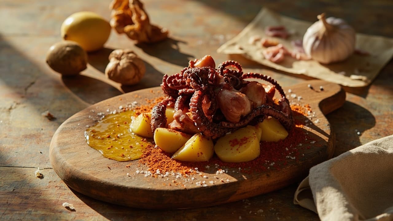 Octopus Boiled with Smoked Paprika and Potatoes