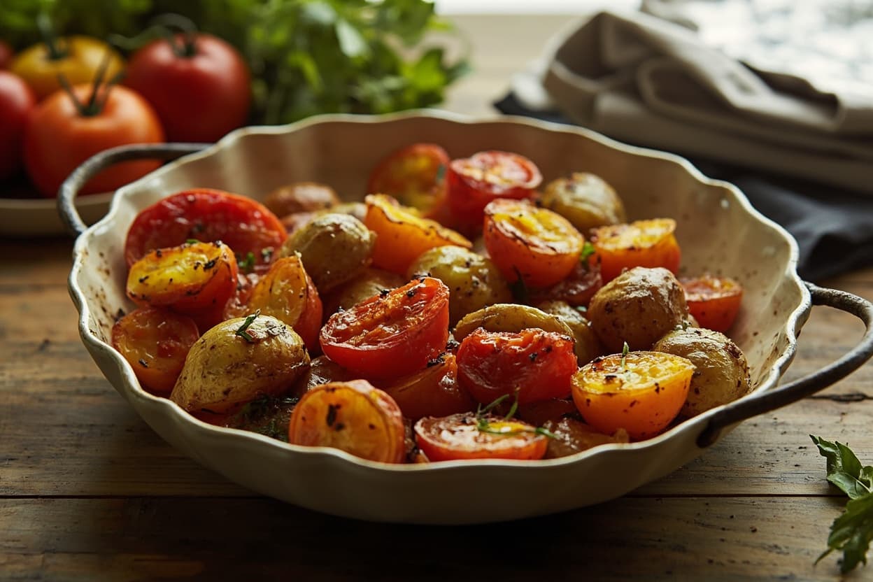 Olive Oil Roasted Potatoes and Tomatoes