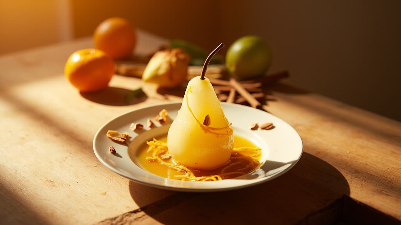 Orange and Honey Poached Pears