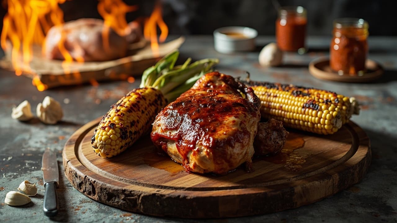 Paprika and Honey-Glazed Chicken Thighs with Braai Corn
