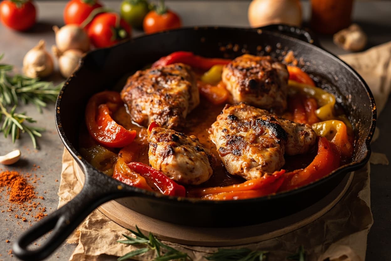 Paprika-Braised Chicken Thighs and Peppers