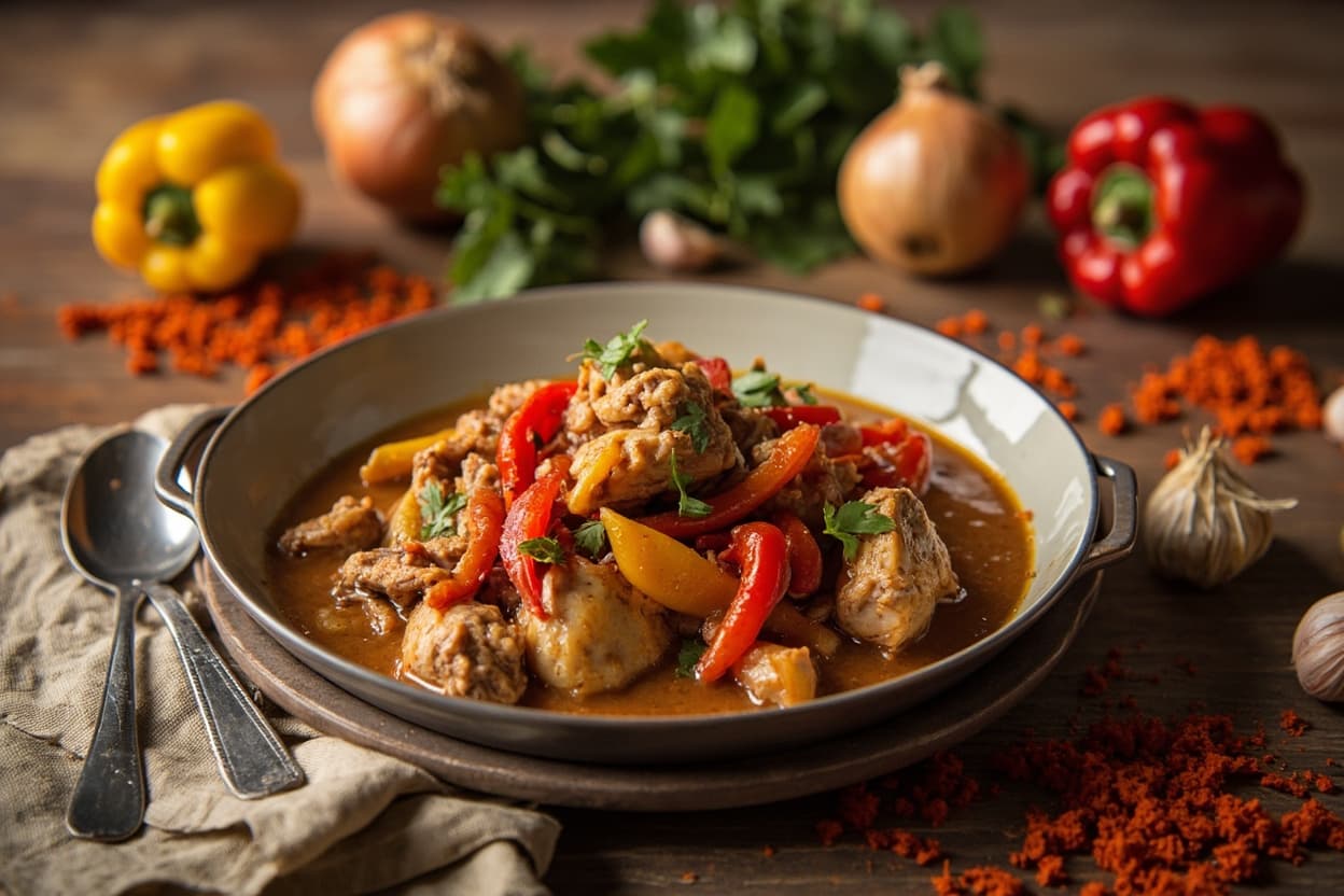 Paprika Chicken Stew with Sweet Peppers
