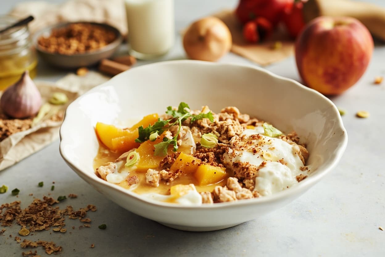 Peach and Pistachio Honey Yogurt Bowl