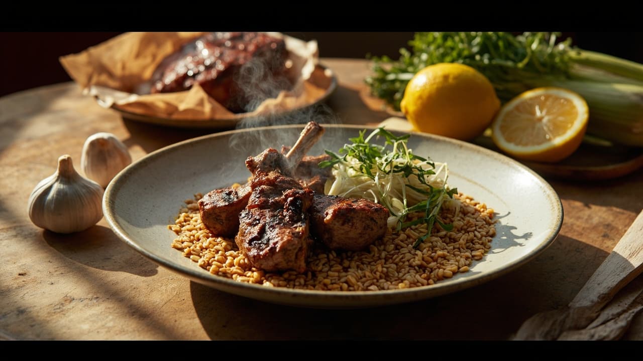 Peri-Peri Lamb Chops with Toasted Buckwheat and Charred Fennel