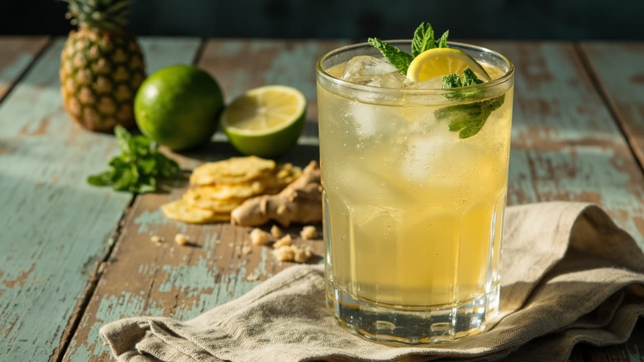 Pineapple-Ginger Cooler with Fresh Mint