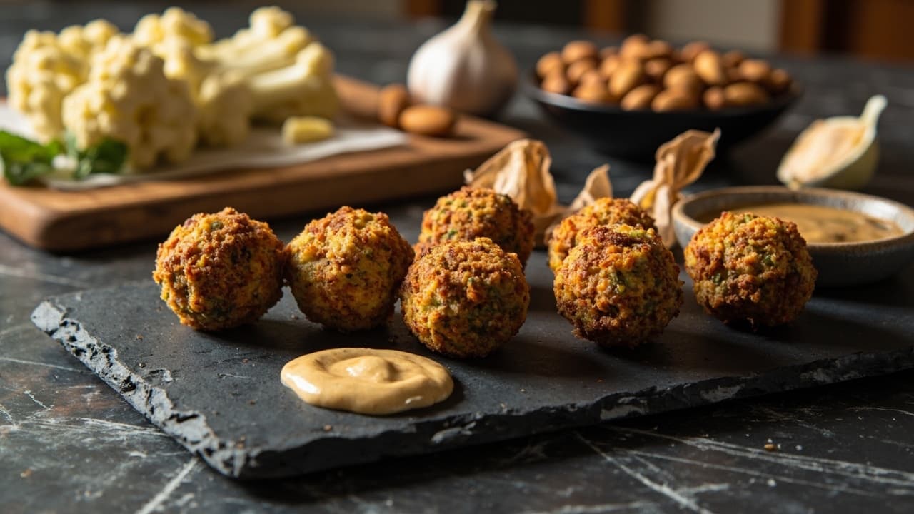 Pinto Bean and Cauliflower Falafel Bites with Almond