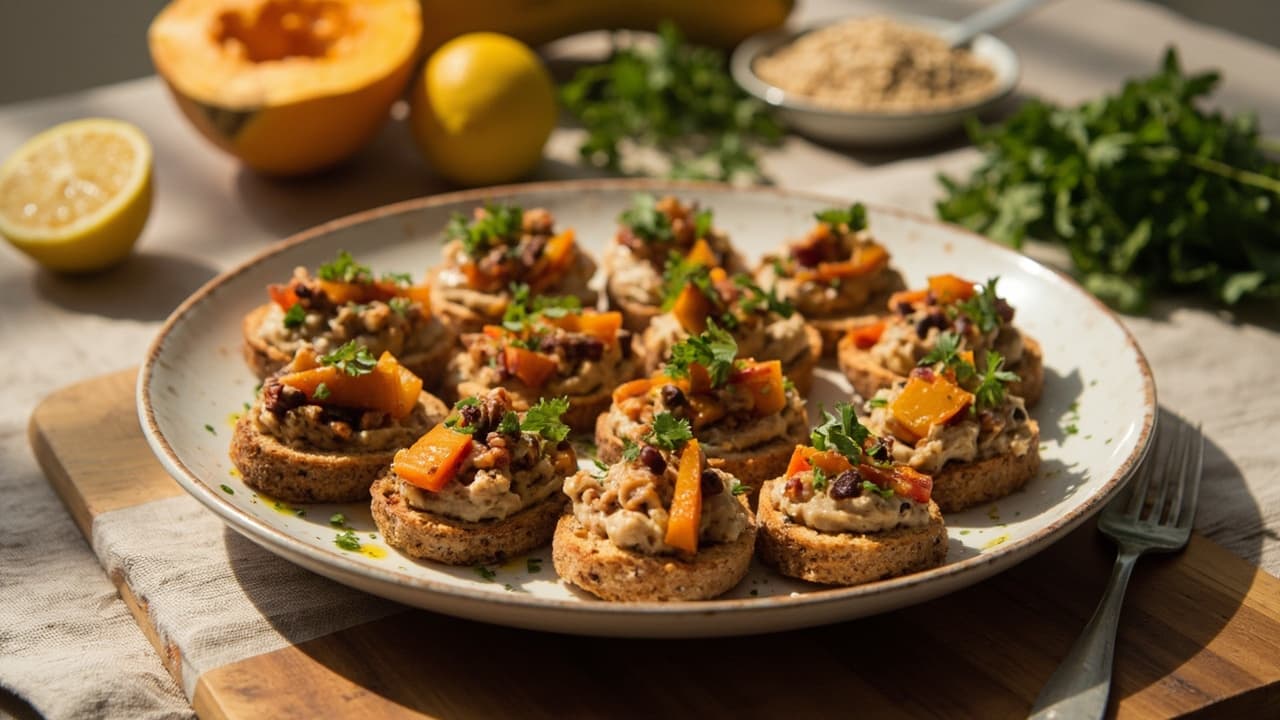 Pinto Bean & Roasted Butternut Squash Crostini