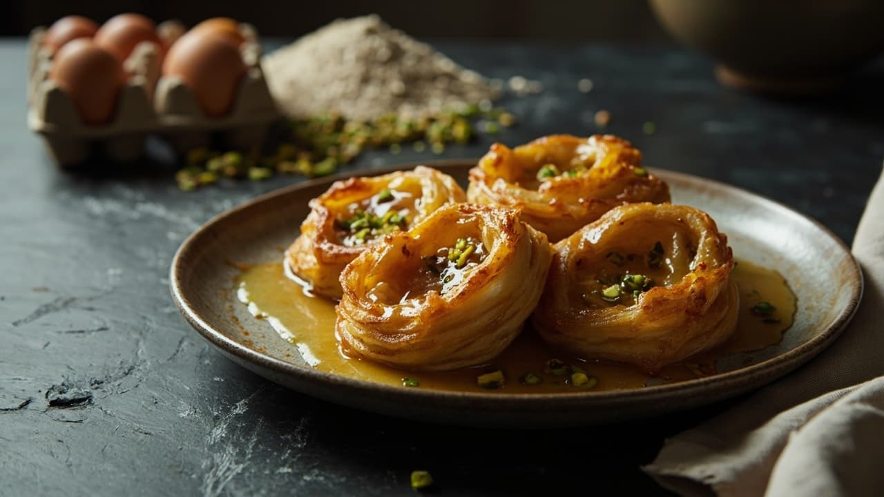 Pistachio & Honey Tulumba in Olive Oil
