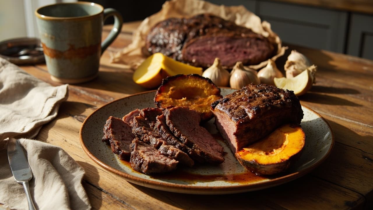 Pit-Smoked Lamb Shoulder with Charred Pumpkin