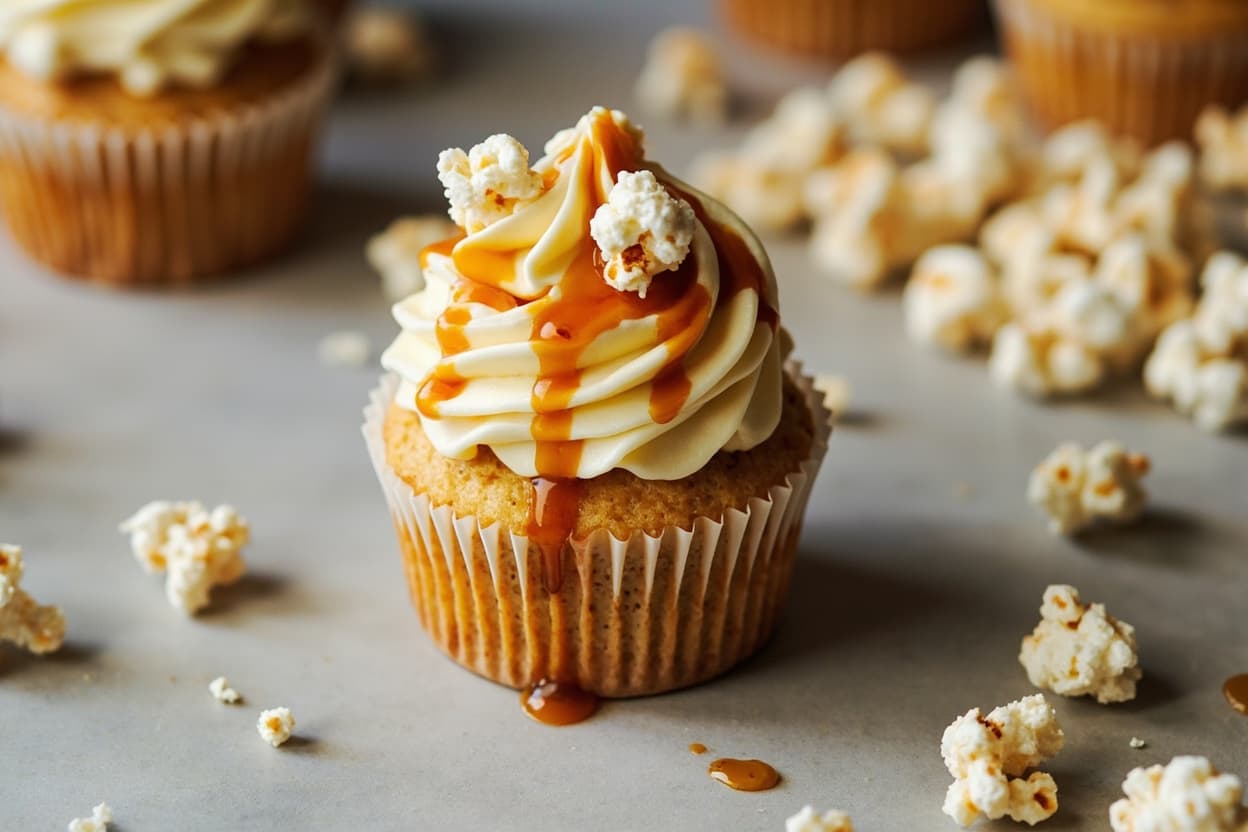 Popcorn and Caramel Cupcakes