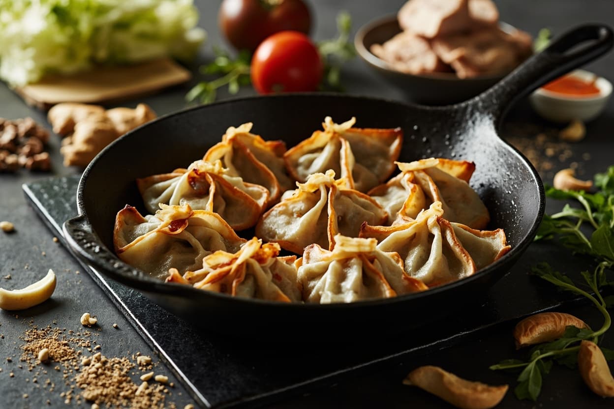 Pork and Cabbage Gyoza Skillet