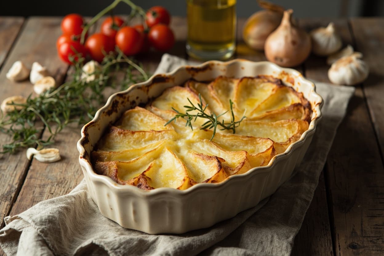 Potato Gratin with Garlic Cream and Thyme