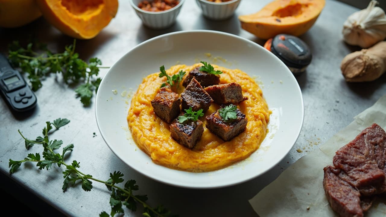 Precision-Seared Beef Bites with Butternut Squash Purée