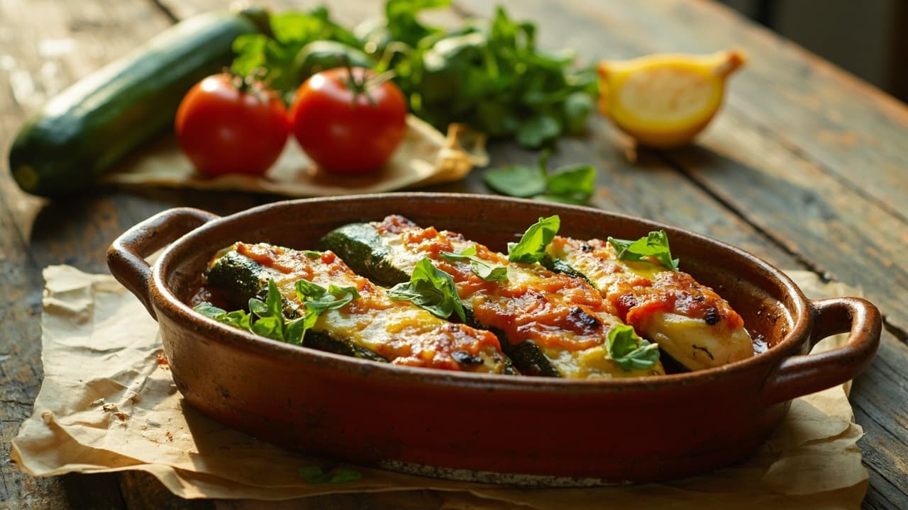 Provençal Stuffed Zucchini with Tomato and Basil