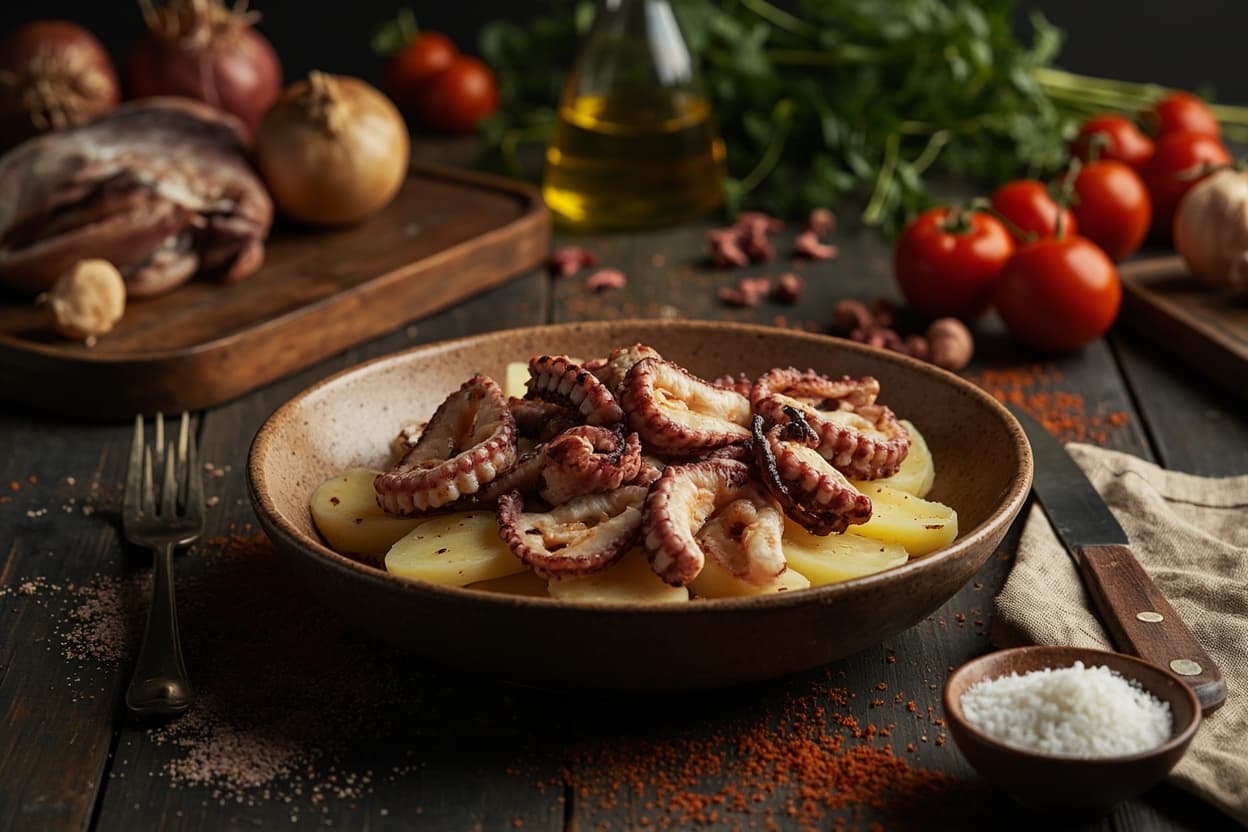 Pulpo a la Gallega over Soft Potato