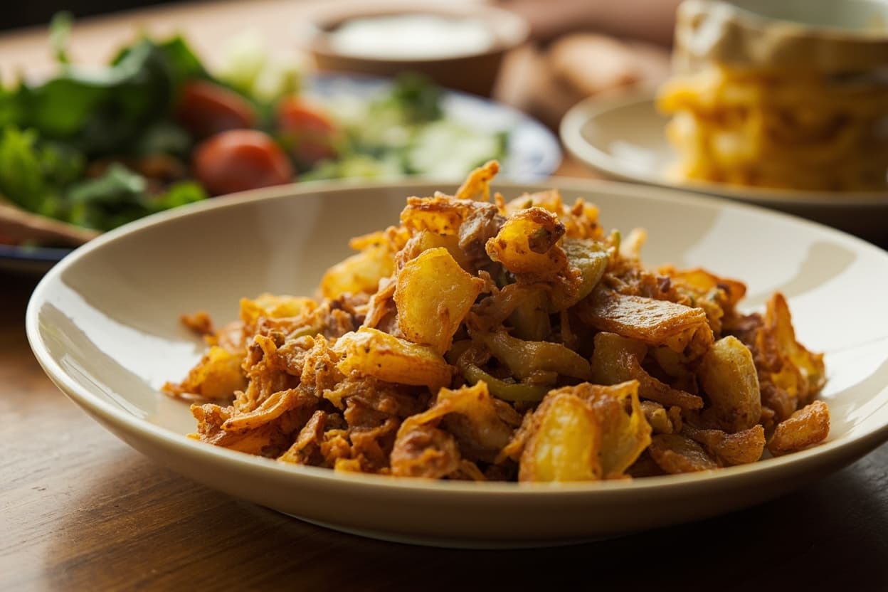 Quick Crisp Potato and Mustard Hash
